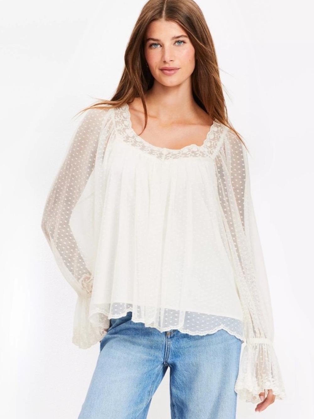 The Loft Dotted Tulle Blouse NEw!!!!!